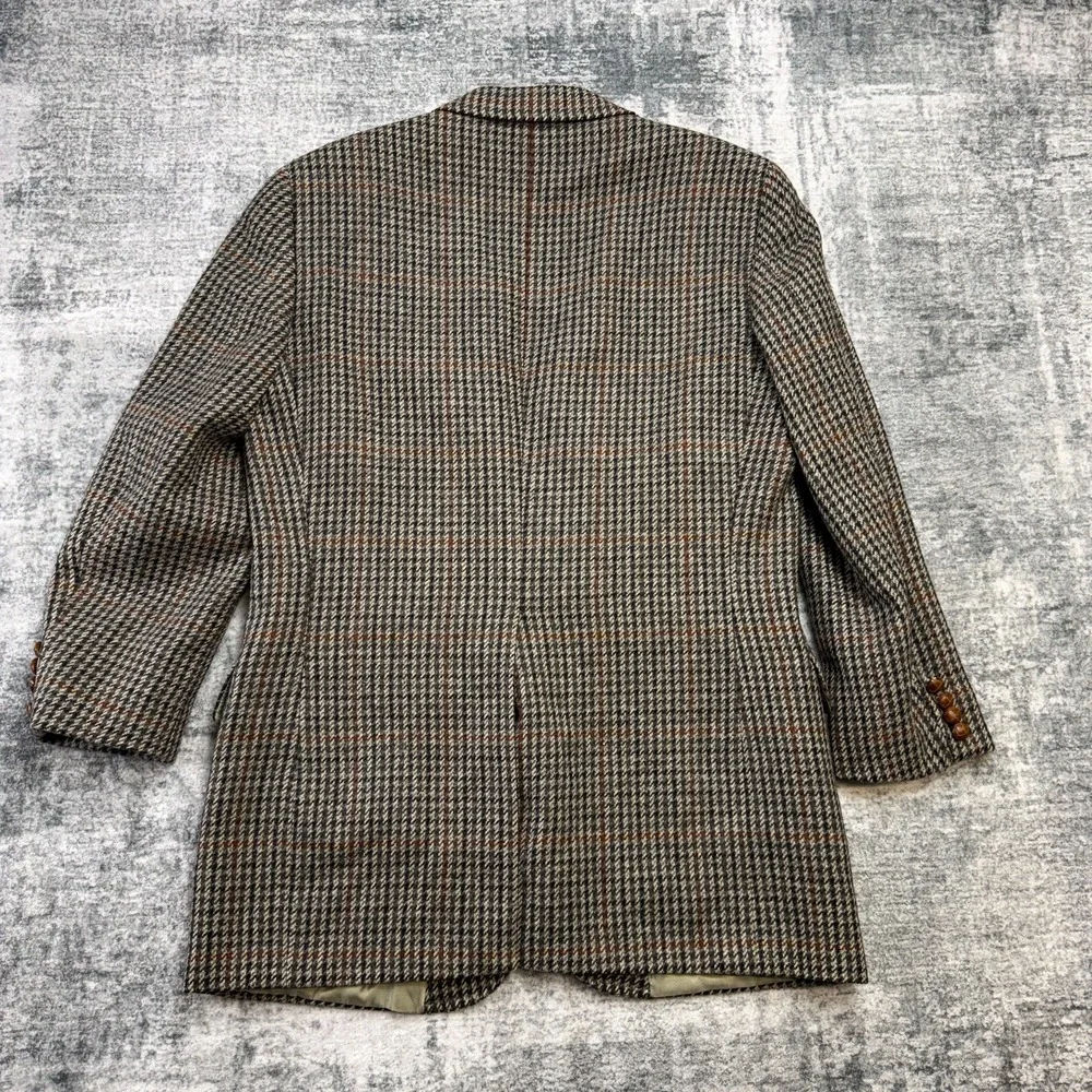 VTG Chaps Ralph Lauren Blazer Jacket Mens 40 Houndstooth Tweed‎ Coat Old Money